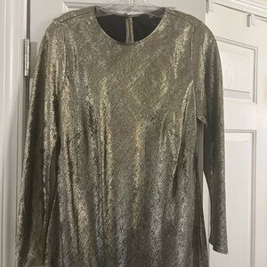 Banana Republic Shimmering Gold Long Sleeve Dress